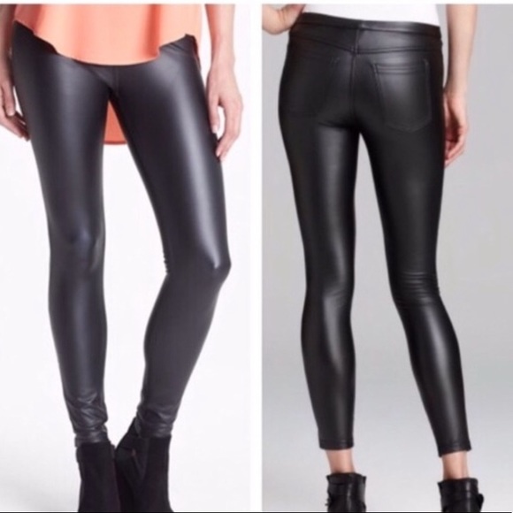 Hue Black Faux Leather Leggings 